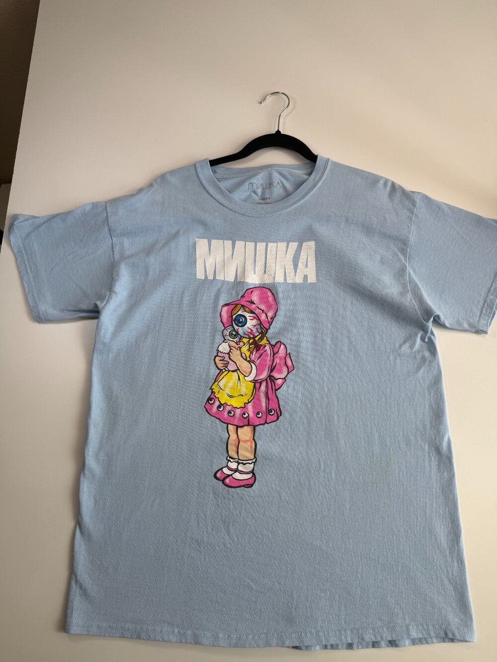 Mishka Keep WatchEyeball Doll Graphic T-Shirt Mens Large Blue Made in USA
